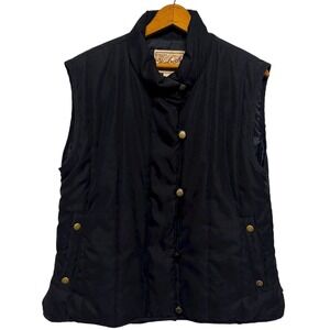 Woolrich Womens Black Quilted Puffer Vest Zip/Button Front Collar Pockets‎